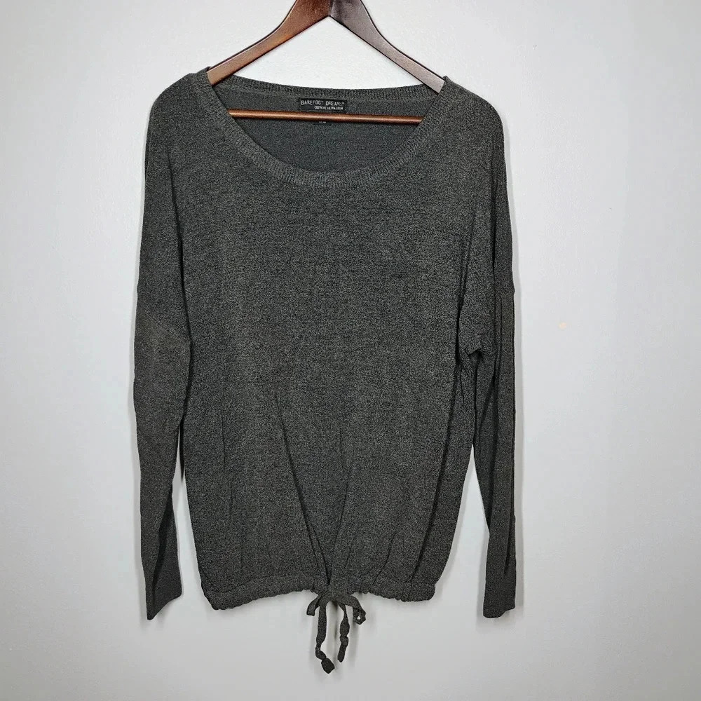 Barefoot Dreams CozyChic Ultra Light Slouchy Pullover Sweater Gray‎ Size Medium